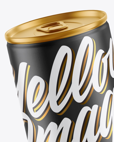 Metallic Drink Can w/ Matte Finish Mockup