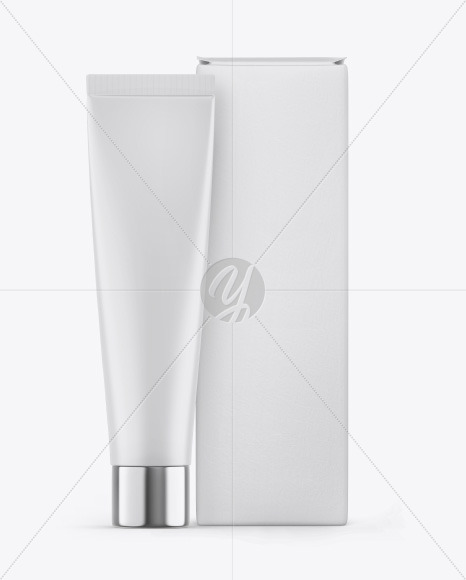 Matte Cosmetic Tube w/ Box Mockup