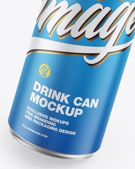 Metallic Drink Can w/ Matte Finish Mockup