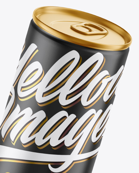 Metallic Drink Can w/ Matte Finish Mockup