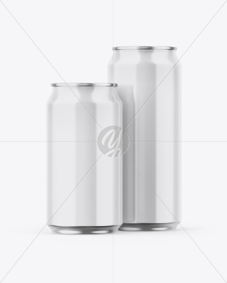 Two Metallic Cans W/ Glossy Finish Mockup