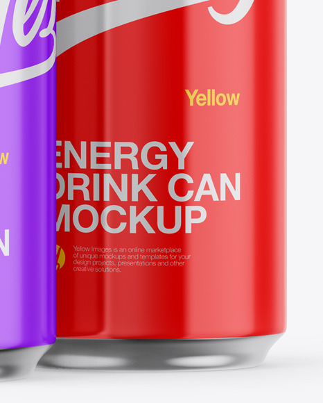 Two Metallic Cans W/ Glossy Finish Mockup