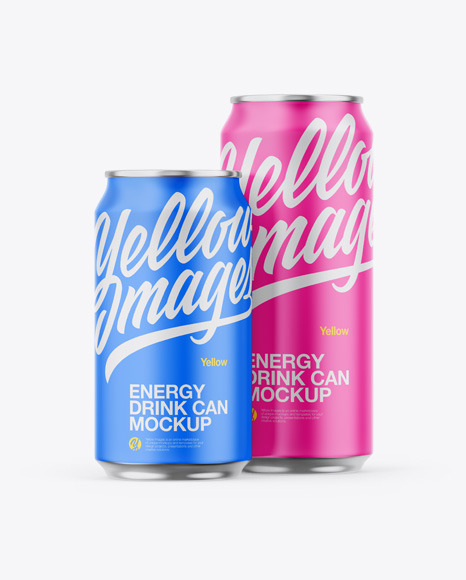 Two Metallic Cans W/ Matte Finish Mockup