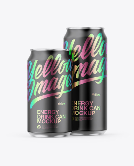 Two Metallic Cans W/ Matte Finish Mockup