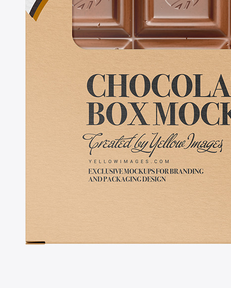 Kraft Chocolate Box W/ Window Mockup - Front View