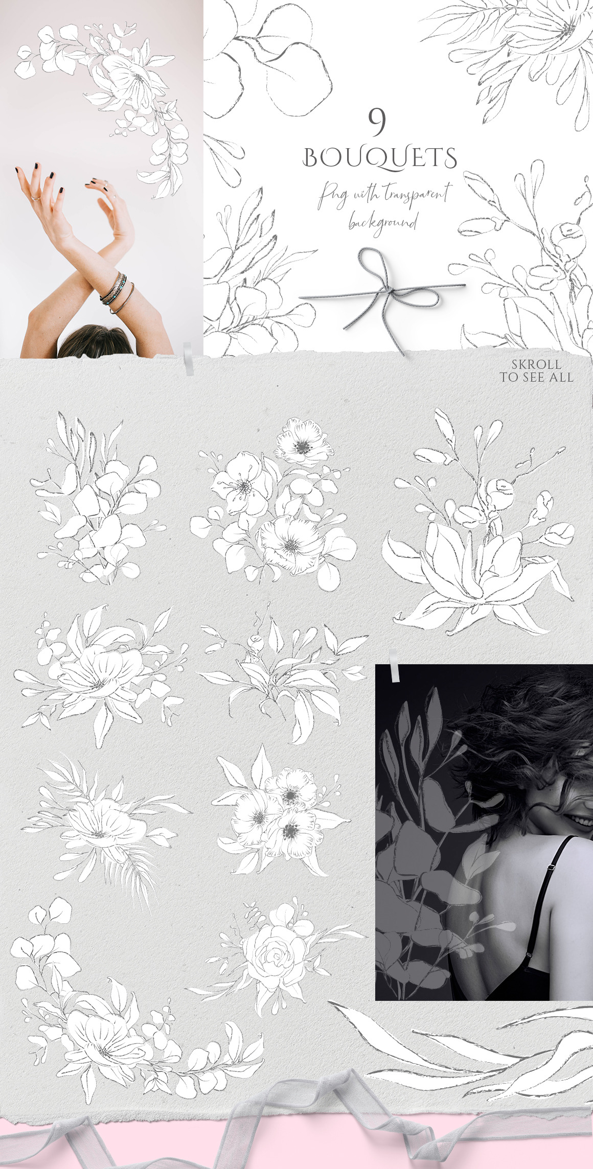 Floral Sketch Illustrations Collection Floral Sketch Illustrations Collection