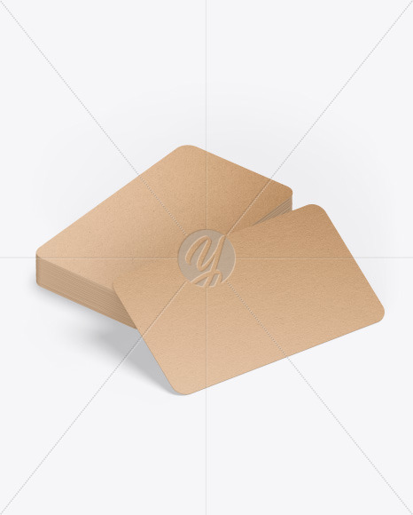 Stack of Kraft Business Cards Mockup