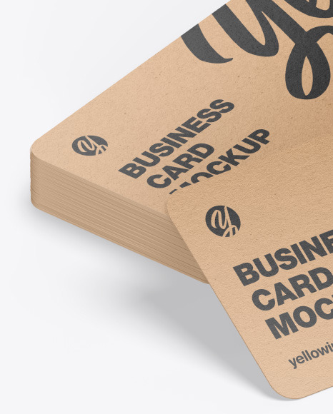 Stack of Kraft Business Cards Mockup