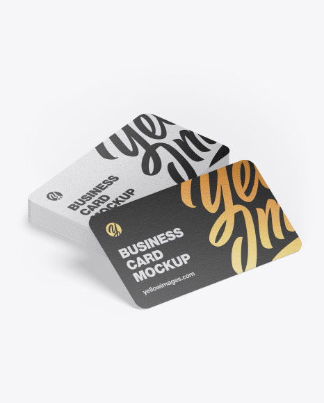 Stack of Kraft Business Cards Mockup