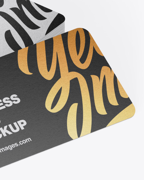 Stack of Kraft Business Cards Mockup