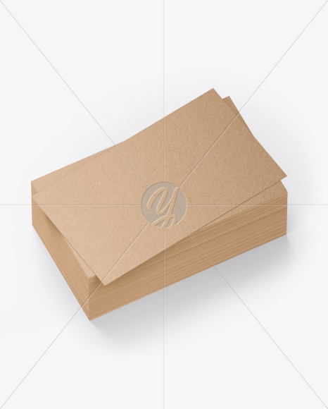 Stack of Kraft Business Cards Mockup