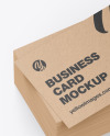 Stack of Kraft Business Cards Mockup