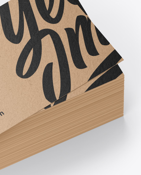 Stack of Kraft Business Cards Mockup