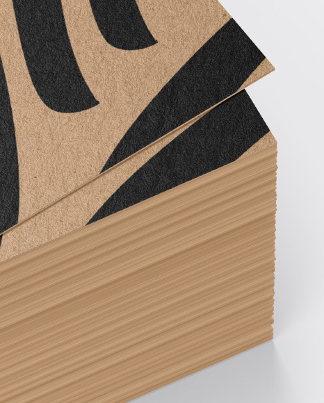 Stack of Kraft Business Cards Mockup