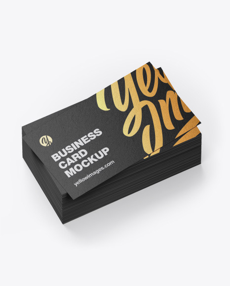 Stack of Kraft Business Cards Mockup