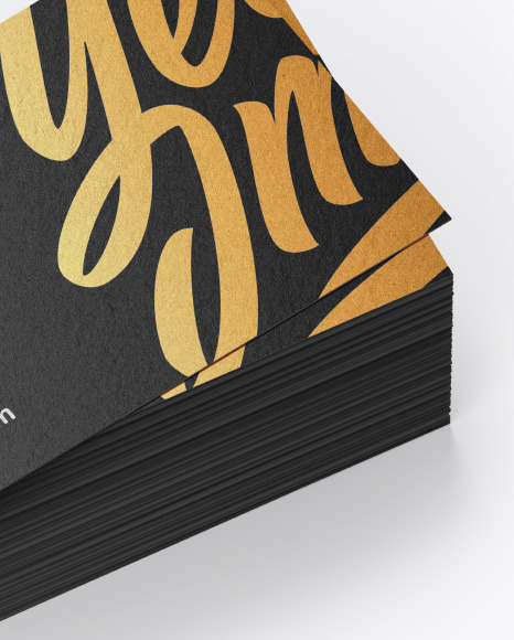 Stack of Kraft Business Cards Mockup