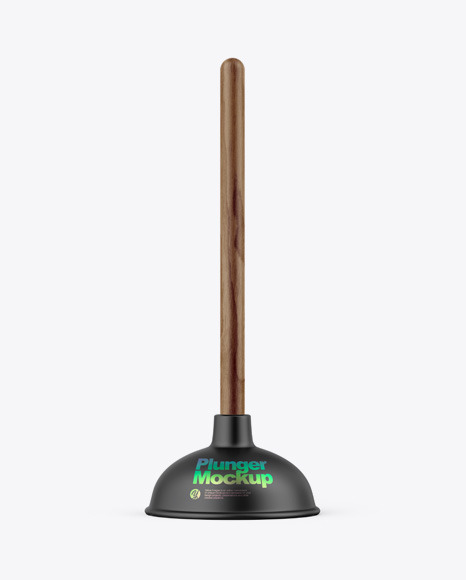 Matte Plunger W/ Wooden Handle Mockup