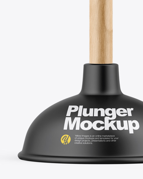 Matte Plunger W/ Wooden Handle Mockup