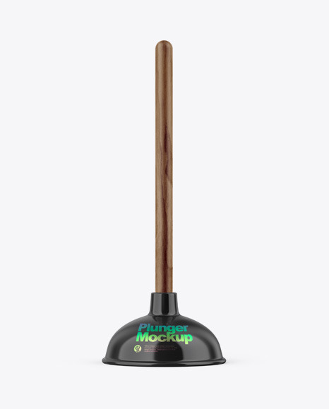 Glossy Plunger W/ Wooden Handle Mockup