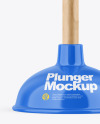 Glossy Plunger W/ Wooden Handle Mockup