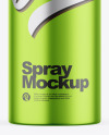 Glossy Metallic Aerosol Spray Bottle Mockup