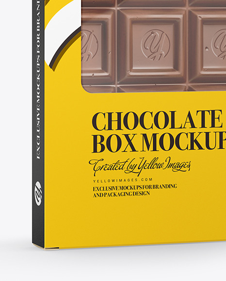 Glossy Chocolate Box W/ Window Mockup - Half Side View