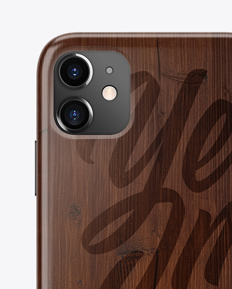 iPhone 11 Dark Wooden Case Mockup