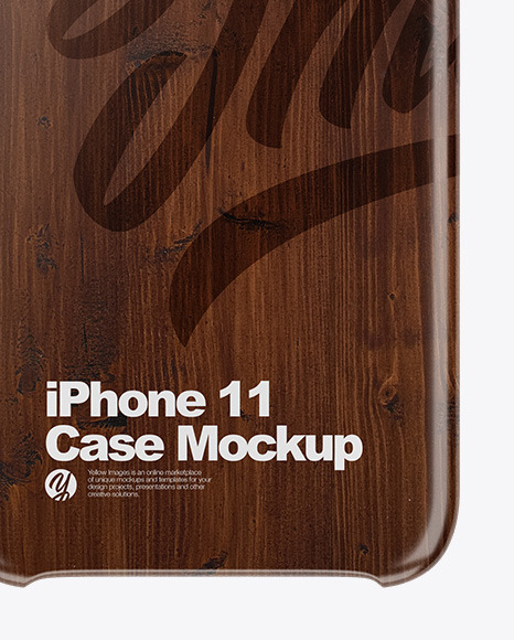 iPhone 11 Dark Wooden Case Mockup