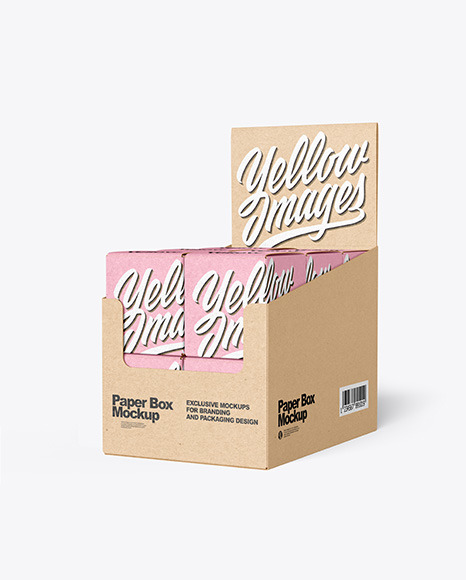 Kraft Paper Display Box with Boxes Mockup - High angle view