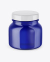 Blue Glass Cosmetic Jar Mockup – High-Angle Shot