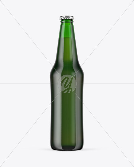 Green Glass Beer Bottle Mockup