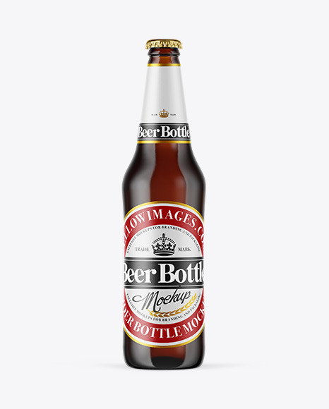 Amber Glass Beer Bottle Mockup