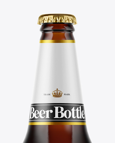 Amber Glass Beer Bottle Mockup