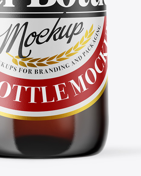 Amber Glass Beer Bottle Mockup