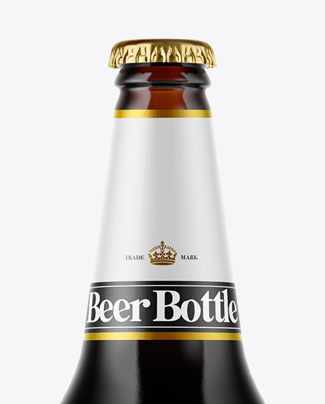 Amber Glass Dark Beer Bottle Mockup