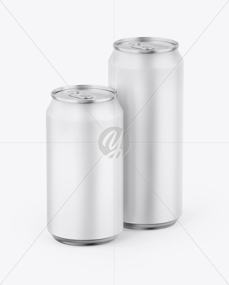 Two Metallic Cans W/ Matte Finish Mockup Two Metallic Cans W/ Matte Finish Mockup