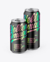 Two Metallic Cans W/ Matte Finish Mockup Two Metallic Cans W/ Matte Finish Mockup