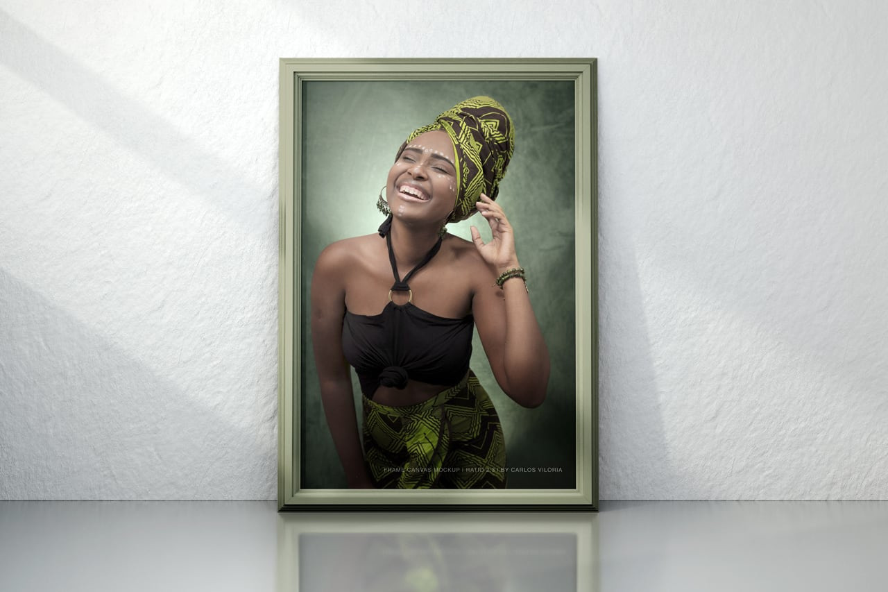 Portrait Framed Ratio 2×3 Canvas Mockup 01