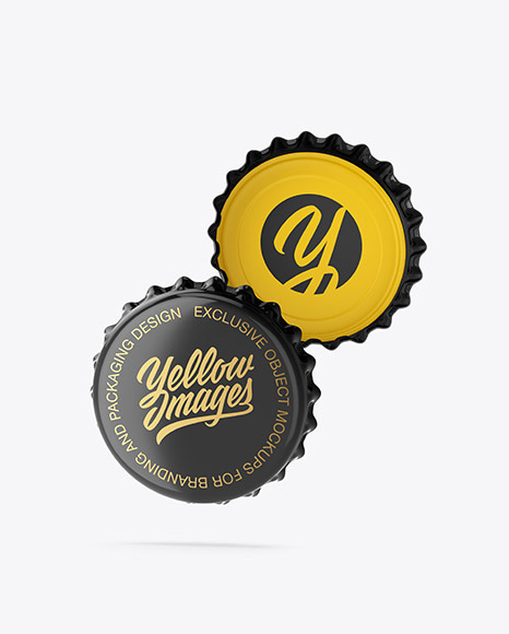 Glossy Bottle Caps Mockup