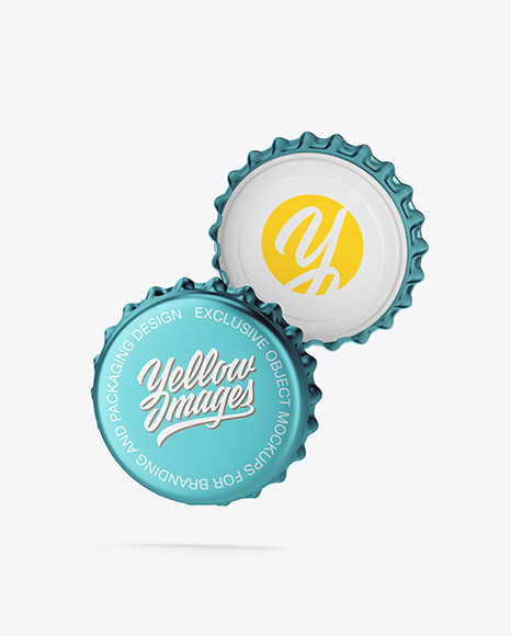 Metallic Bottle Caps Mockup