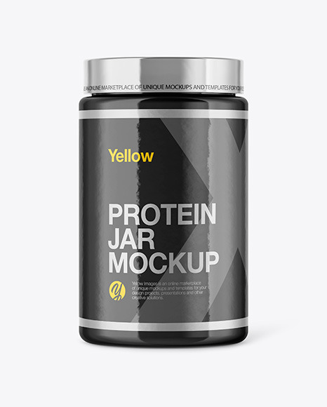 Glossy Protein Jar Mockup - Protein+Jar+Packaging+Free+Mockup+-+PlanetMockup