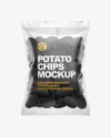 Bag With Corrugated Black Potato Chips Mockup