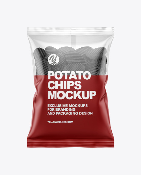 Bag With Corrugated Black Potato Chips Mockup