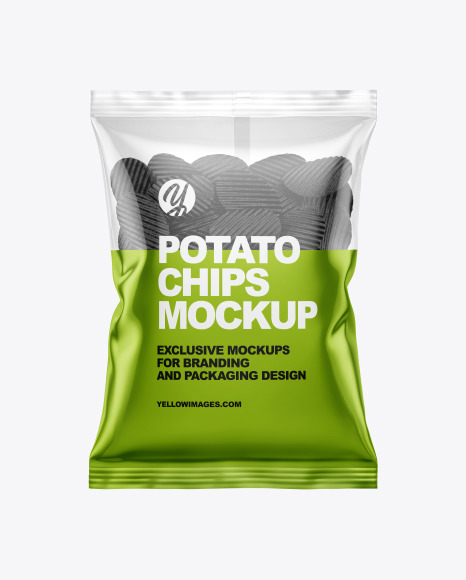 Bag With Corrugated Black Potato Chips Mockup