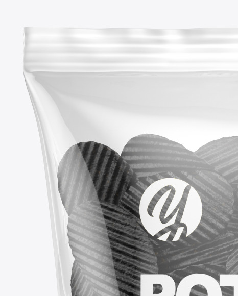 Bag With Corrugated Black Potato Chips Mockup