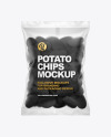 Matte Bag With Corrugated Black Potato Chips Mockup