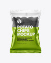 Matte Bag With Corrugated Black Potato Chips Mockup