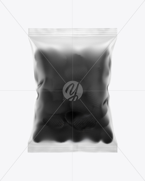 Frosted Bag With Corrugated Black Potato Chips Mockup