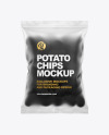 Frosted Bag With Corrugated Black Potato Chips Mockup