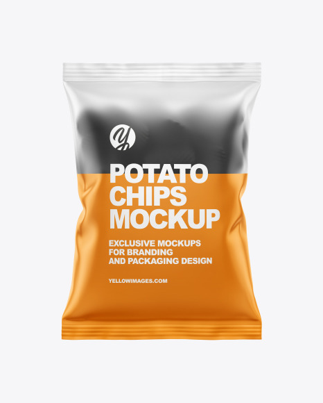 Frosted Bag With Corrugated Black Potato Chips Mockup